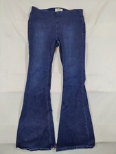 Free People Jeans Women's 30 Bell Bottoms Flare Pull-On Stretch Denim Blue