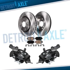Front Steering Knuckles Hub Bearing Disc Rotors Brake Pads for Toyota Camry 2.4L