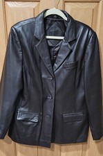 Womens Jaqueline Ferrar black Leather Jacket size large Very Nice Vintage