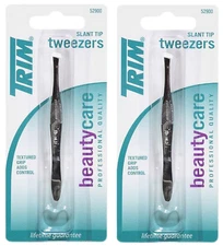 Tweezers Professional Grade Stainless Steel Slant Tip Eyebrow Hair Remover 2Pack