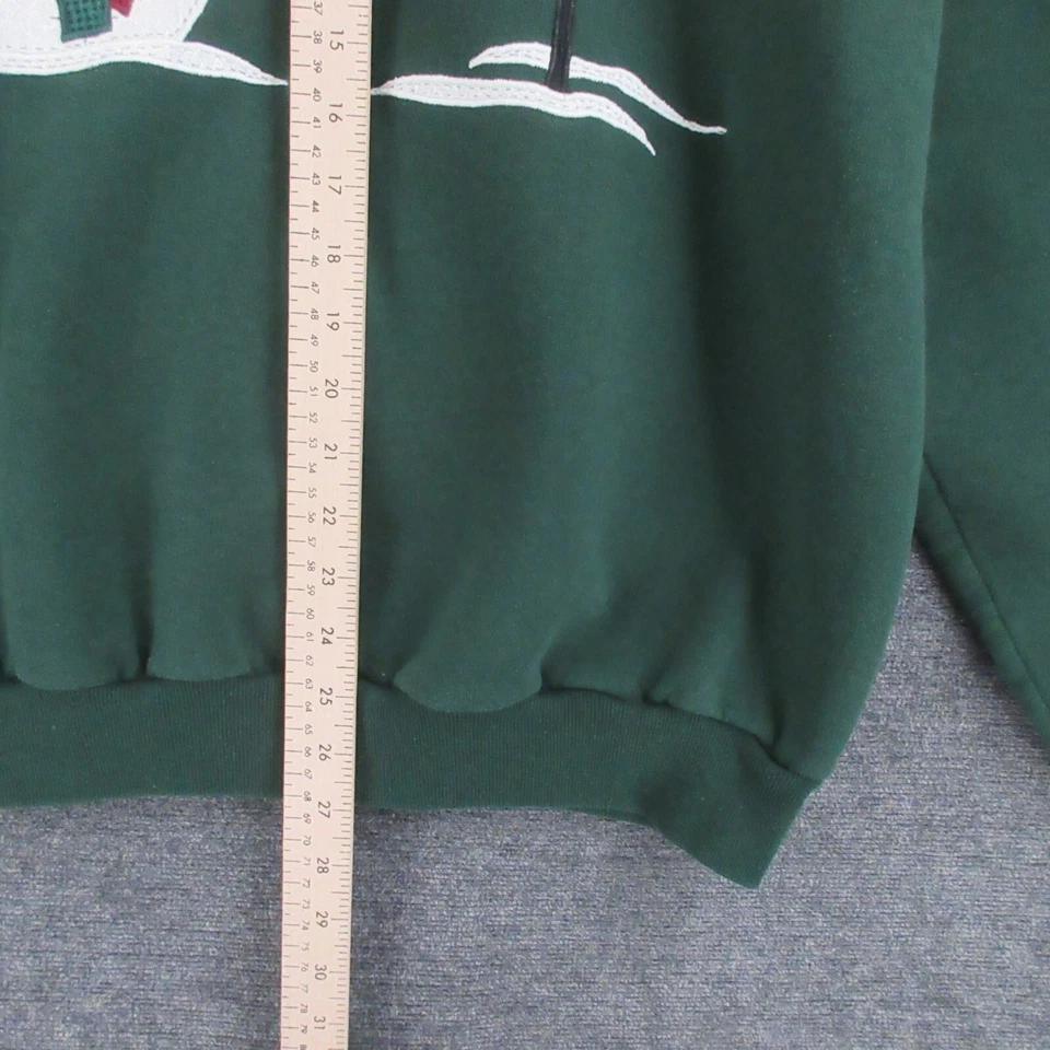 Jerzees Sweatshirt Womens XL Vintage Green Snow Man Embroidered Beaded Pearls - Imagem 4 de 4