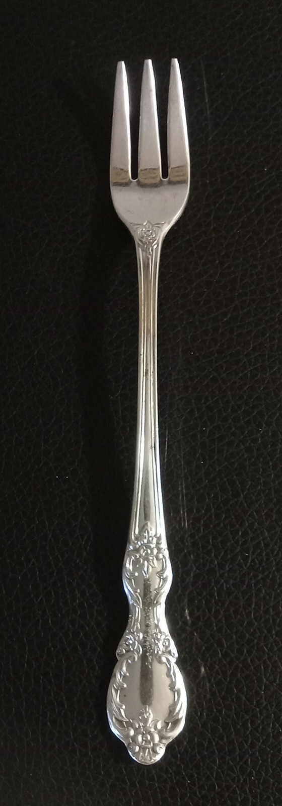WM Rogers Mfg Co Extra Plate Valley Rose Small  3 Prong Cocktail Fork 5 1/2 inch