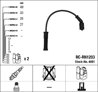 4081 NGK Ignition Cable Kit for RENAULT