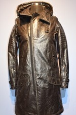 Diesel Black Gold Womens Leather Jacket Size Small Metalic Black New Rrp £1650