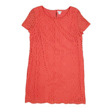 J.Crew Lace Shortsleeve Dress Scalloped Hem Orange 14 Career Preppy Wedding