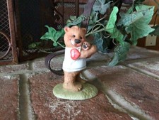 Rare Vtg 1979 Suzy's Zoo Teddy Bear Figurine Wears His Heart On His Sleeve 4"