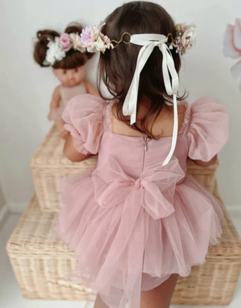Baby Girl 1st Birthday Dress Girls Princess Party Dress Bow Tulle Dress
