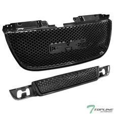 Topline For 2007-2014 Yukon Denali Round Hole Mesh Hood Grill+Bumper Grille -Blk