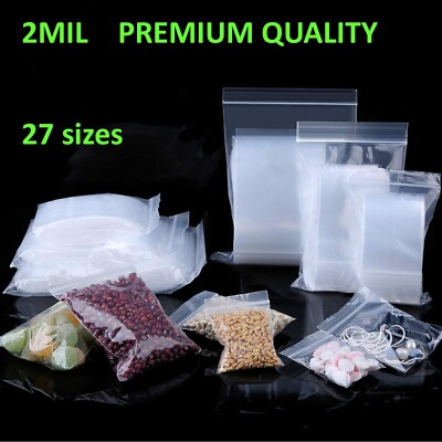 #ad Clear Zip Seal Top Lock Plastic Bags 2Mil Reclosable Jewelry Zipper Pill Baggies $7.42