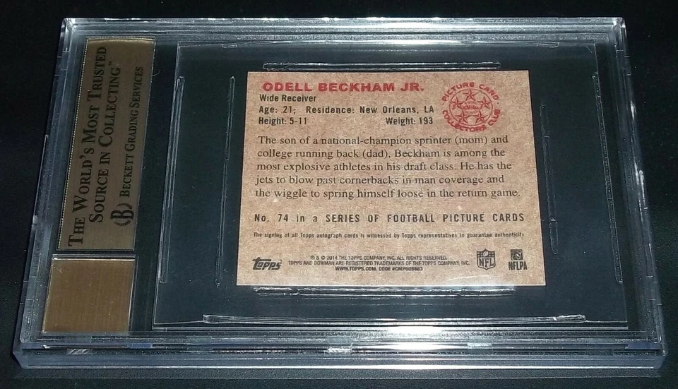 (#/99) BGS 9.5 10 Autograph Rc Odell Beckham Jr Auto 2014 Bowman Rookie Signed - Image 3 of 3