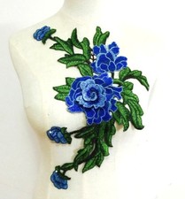 Embroidered Floral 3D Applique Blue Rose Patch Craft Motif 1 BL123 