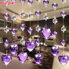 Acrylic Self Adhesive Door Curtain Hanging Divider Colorful Heart Crystal Home