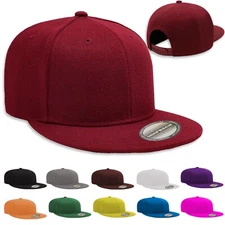 Unisex Hip Hop Adjustable Snapback Hat Flat Brim Visor Baseball Cap Plain Hats