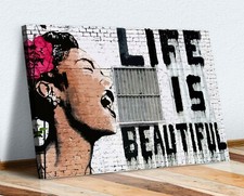 BANKSY - LIFE IS BEAUTIFUL CANVAS ART PRINT ARTWORK STREET XL OPTION