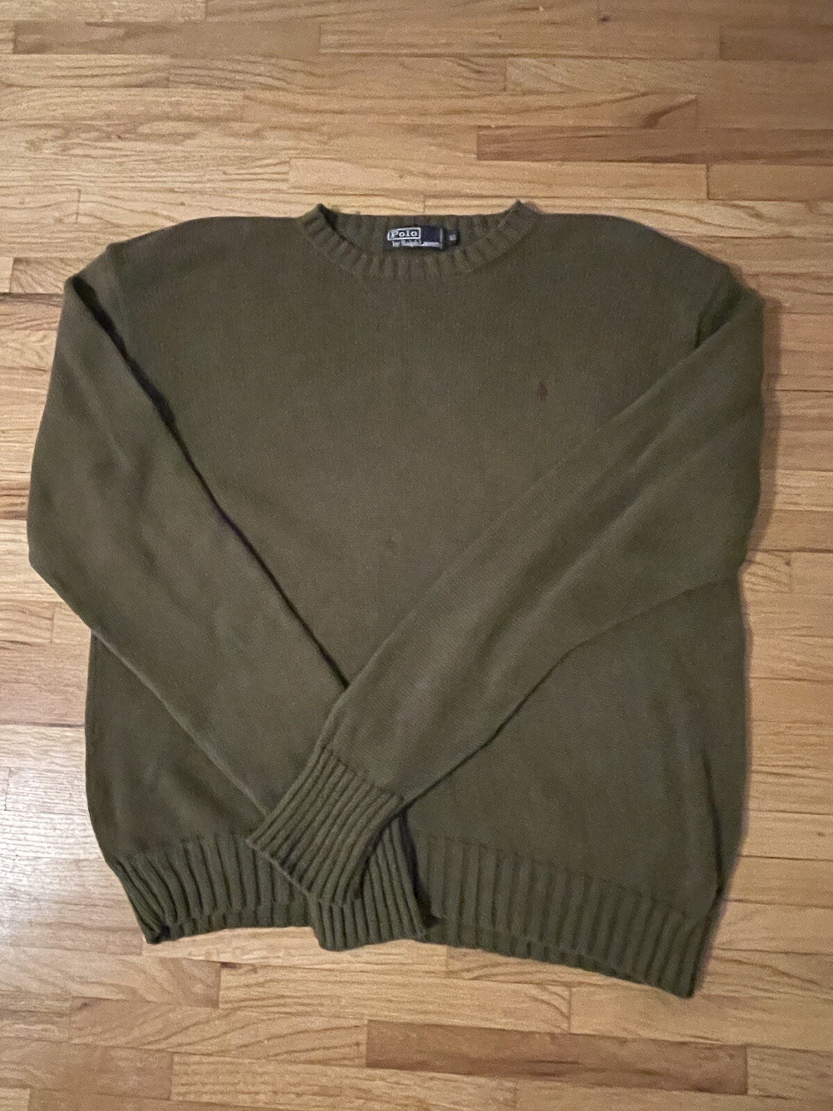 Ralph Lauren Polo Adulto XL Maglione Verde Oliva Pony Outdoor Felpa Uomo Vintage