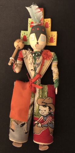 Mouchoir vintage poupée Kachina faite main cow-boy occidental enfant Hankies - Photo 1 sur 9