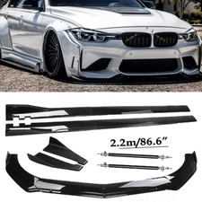 Front Bumper Lip Spoiler Chin Splitter Bod Kit Glossy Black Universal For BMW