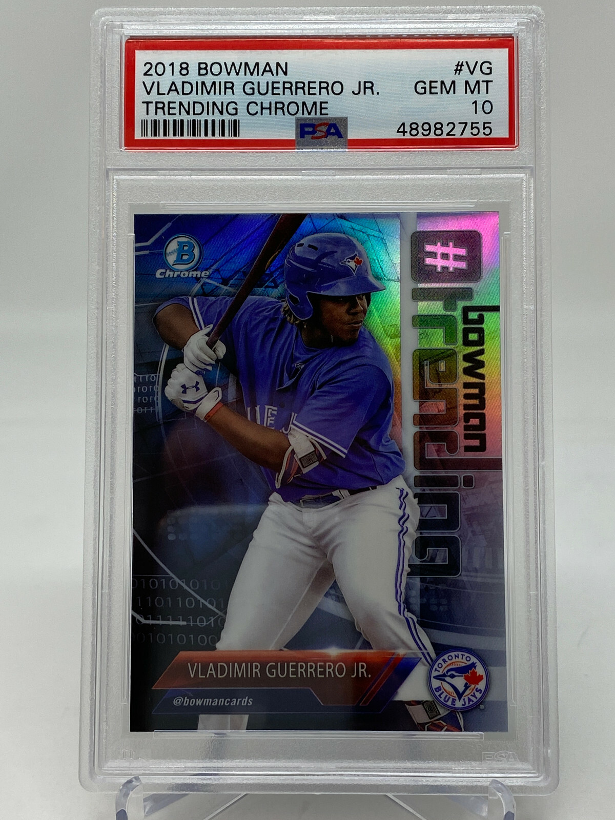 2018 Bowman Chrome #VG Vladimir Guerrero Jr. Trending Chrome Rookie Card PSA 10 view 4