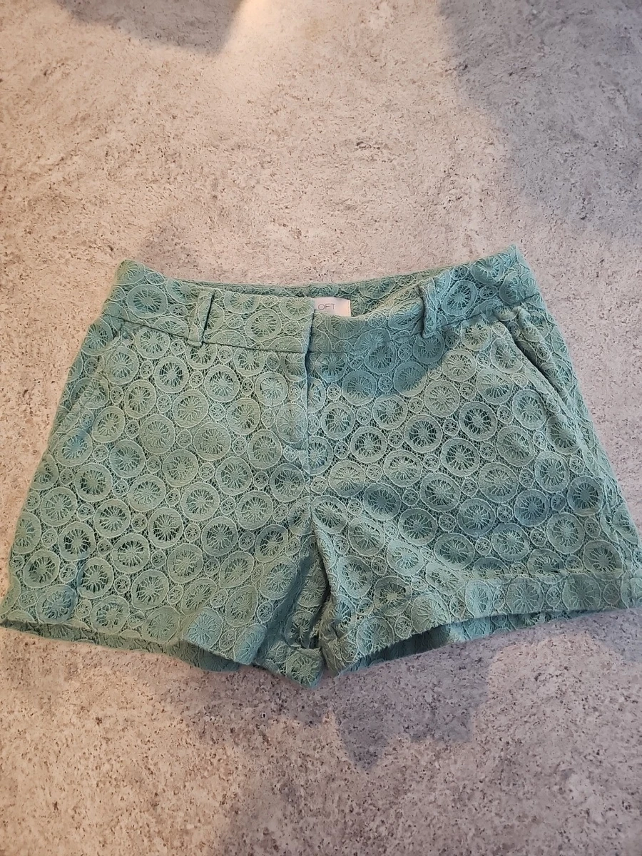 Short Bermuda Femme Peacocks Floral Vert, Taille 8, Longueur 3 Pouces