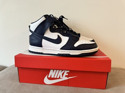 ATEMBERAUBENDE NIKE DUNK HIGH RETRO Hi TOP Turnschuhe in Navy und Weiß UK 9 DD1399-104