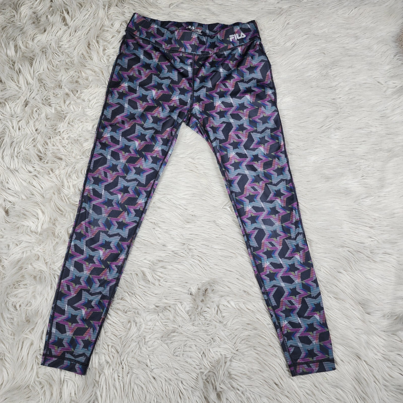 Fila Sport Leggings Donna Taglia S Astratto Stelle Elasticizzato Crop Running