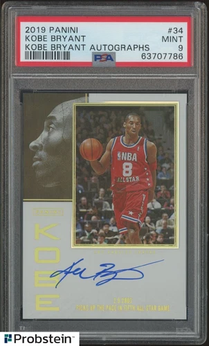 2019-20 Panini #34 Kobe Bryant Lakers HOF ON CARD AUTO PSA 9 MINT