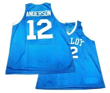 Throwback Anderson #12 High School Basketball Jersey Stitched Custom Names Blue