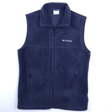 Mens Columbia Dark Gray Fleece Vest Full Zip Sleeveless Jacket Activewear Size S