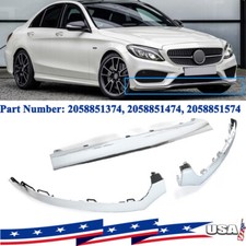 For 2015-2018 Mercedes W205 C300 C250 Chrome Front Bumper Lip Molding Trim Cover