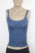 MADIVA Blue Camisole Tank Top Size S Ribbed Made in Itlay