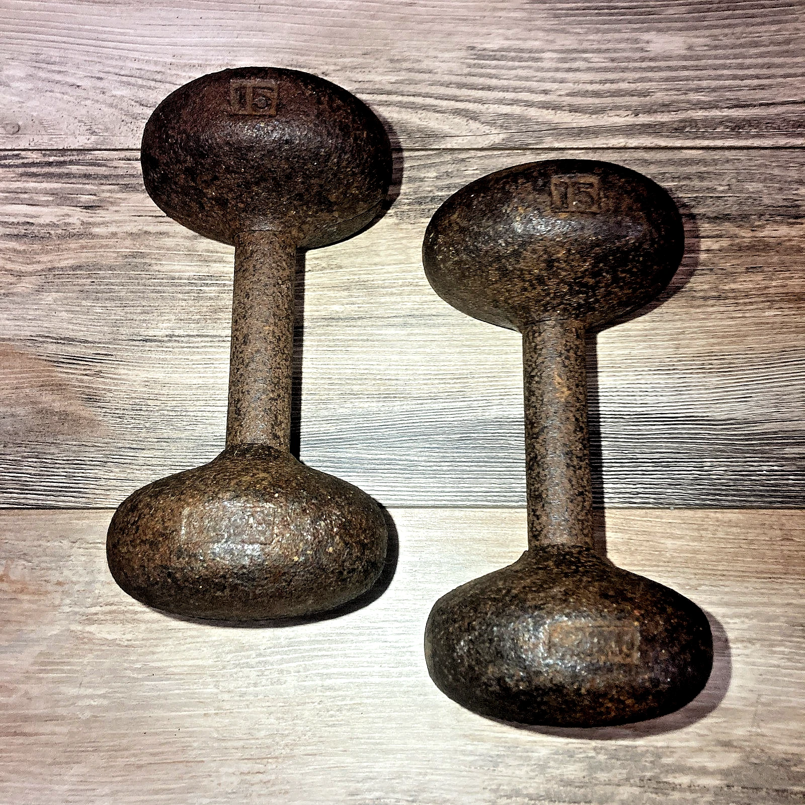 Vintage York Barbell 15 lb Bun Dumbbells Bun Style Vintage York Pair Rare HTF
