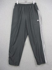 Vintage Adidas Track Pants Mens Large Black 3-Stripes Trefoil Zip Hem Lined 2005