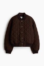 H&M Womens Quilted Bomber Jacket  In Brown - Medium RRP £50