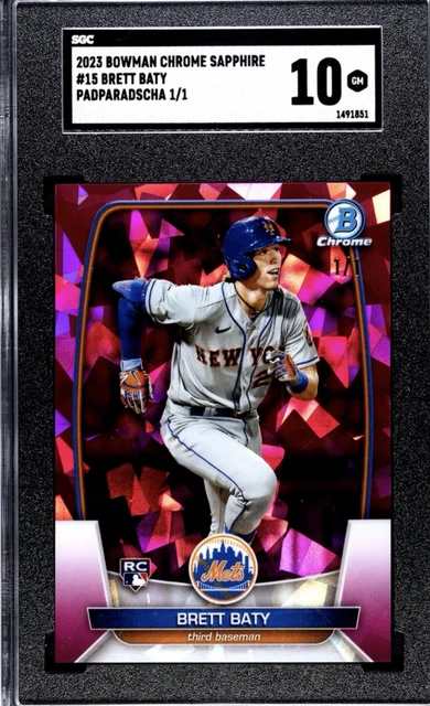 Brett Baty 2023 Bowman Chrome Sapphire Padparadscha 1/1 SGC 10