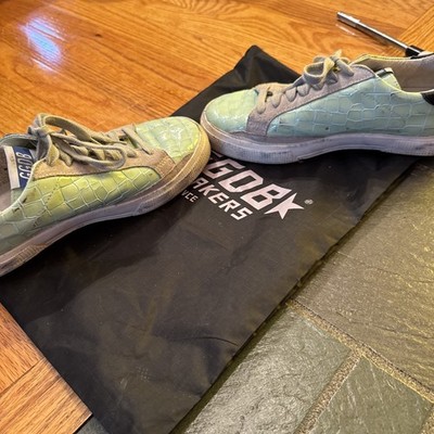 GOLDEN GOOSE GGDB MAY Blue Leather EU:38 US:7.5 Women Sneakers