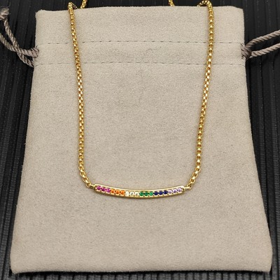 Compact Shopfront Bar Coloured Diamond Necklace. Chain width: 2mm. Length: 50cm