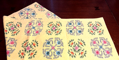 April Cornell Table Runner 17 1/2 x 76'' 100% Cotton Lovely Yellow Cottage Floral