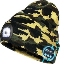 Bluetooth Beanie with Light Unisex Gift for Men WomenWireless Headphones for ...