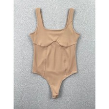Abercrombie Fitch Tank Top Bodysuit Sz S Tan Corset Stretchy Minimalist