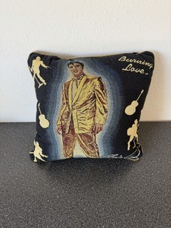 Beautiful Elvis Presley Throw Pillow 15 X 15 inches Corded Tapestry Gold Suit