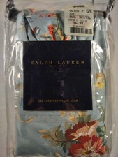 Ralph Lauren Home NOS 26"x26" Euro Sham Yvette Floral Blue Italy Cotton Floral