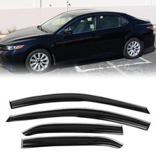 Smoke Tinted Chrome Trim Tape-on Window Visors for 2018-2024 Camry