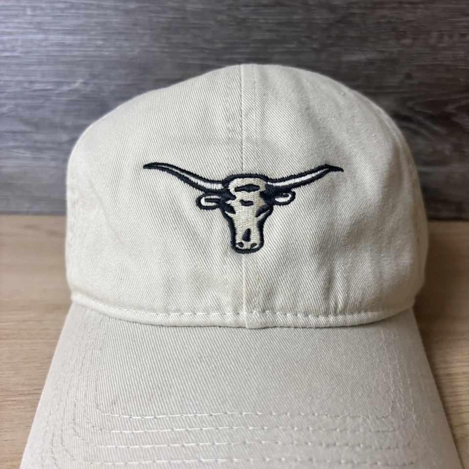 Courtright Enterprises Hat Cap Strap Back Beige Black Longhorn Embroidered Mens - Image 2 of 4