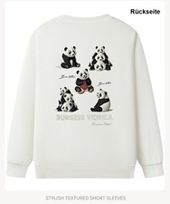 Herren Damen Unisex Langarm T-Shirt Panda Sti...