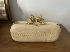 Alexander Mcqueen Snakeskin Nude & Gold Skull Clutch Bag Rare