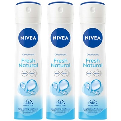 Nivea Fresh Natural 48 Hour Deodorant Spray, 5oz (150ml) (Pack of 3)