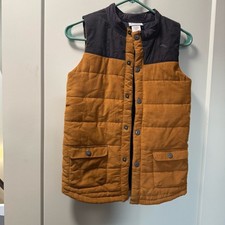Tommy Bahama Boys Khaki Navy Blue Corduroy Vest Snap Down Casual Gorpcore 10/12