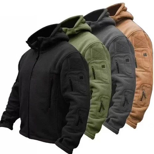 Mens Fleece Jacket Full Zip Bearskin Tactical Winter Coats Windproof Large - product listing photo
