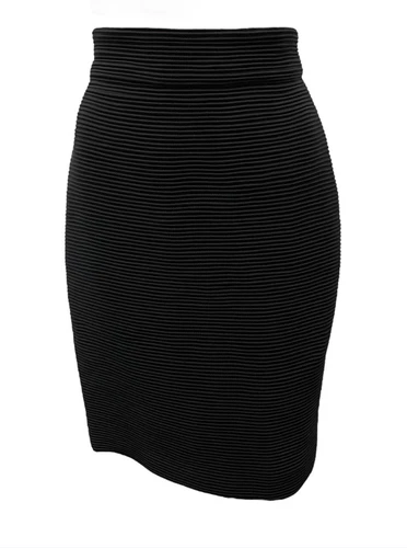 RARA gonna a matita vintage anni 80 Gianni Versace Couture nera in seta a costine 44
