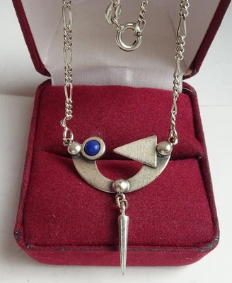Kette Collier 925 Silber Lapis Lazuli Designer Heikki Kaksonen HK Finnland 1960 - Bild 1 von 4